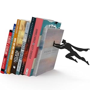 Artori Design Book Ends to Hold Books Heavy Duty – Hidden Metal Bookends for Shelves Desk or countertop – Bookend Book Holder for Home Decorative – Gift for Book Lovers and Home Décor (Book&Hero)