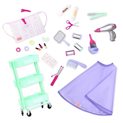 Our Generation - 45399 - Haarsalon Set mit Styling Accessoires - Zubehör für 46cm Puppen, mit Frisierwagen, OHNE Stuhl - für Kinder ab 3 Jahren, 19 x 39.4 x 48.9 cm