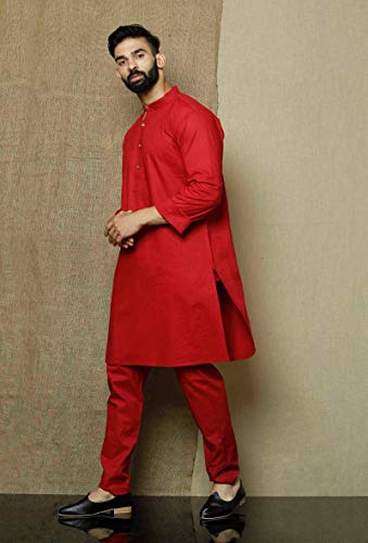 Elina fashion Men's Cotton Kurta Pajama Set Tunic Indian Festival Traditional Wear4