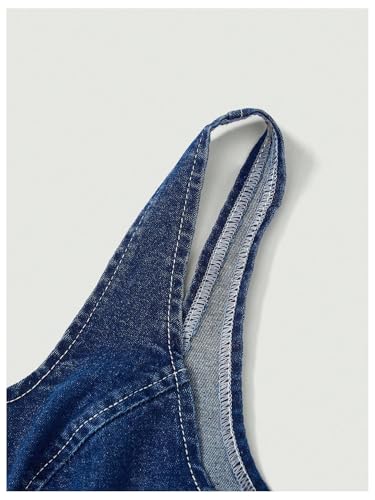 Floerns Women's Plus Size Y2k Sleeveless Corset Denim Tops Lace Up Split Hem Tank Top3