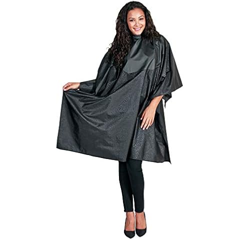 Betty Dain Multi Purpose Coloring/Styling Cape with Chemical-proof Panel, Lightweight Chemical Resistant Nylon, Chemical Proof Panel, Snap Closure, 54 x 60 inches, Black Cover