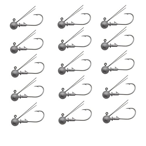15 Packs Finesse Weedless Ned Rig Jigheads Fishing Hooks Pike Bass Lure Hooks (7) Cover