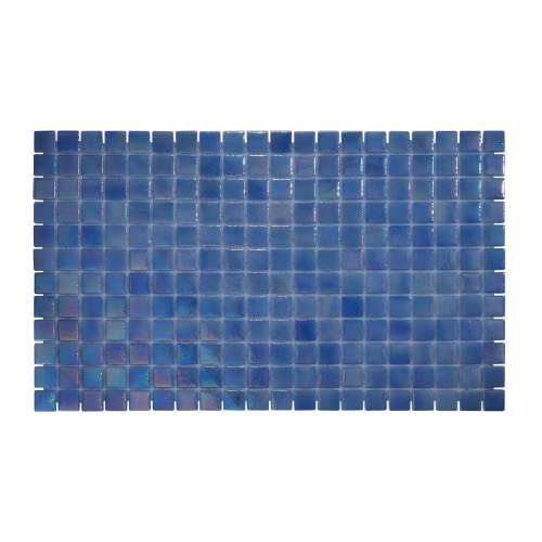 The Tile Doctor Recycled Glass Tile for Kitchen Backsplash, Bathroom and Pool Decor, Durable and Eco-Friendly Wall Decor, Easy to Clean Kitchen Wall Tile, Sample 6 x 6 in.(Blue Mix)