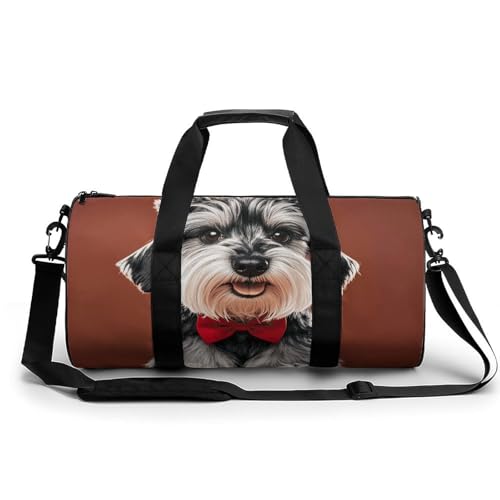Gym Bags Small Oil Cute Schnauzer Dogs Duffel Bag Overnight Bag with Shoe Compartment Carryon Bag for Men Women