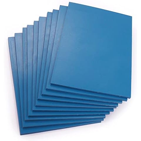 Extra Soft 100 x 150mm Double Sided Blue Polymer Blocks Pack of 10 - 3.2mm Super Soft Printing Sheets for Easy Lino Carving Art and Craft - by Essential Arts Cover