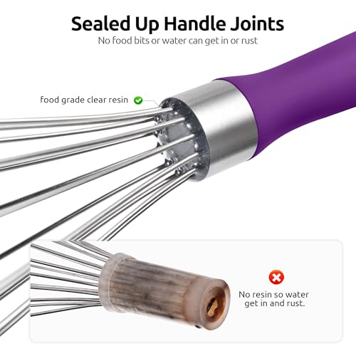 Image of U-Taste Wire Whisk for Cooking, 18 /10 Stainless Steel Balloon Wisk,S /Purple