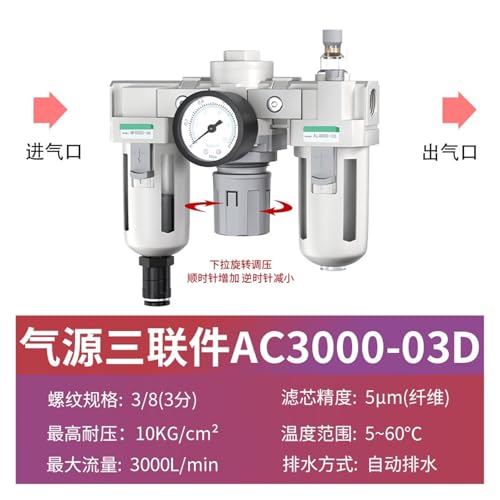 Filtro neumático AC3000 con drenaje automático para un aire comprimido limpio 3