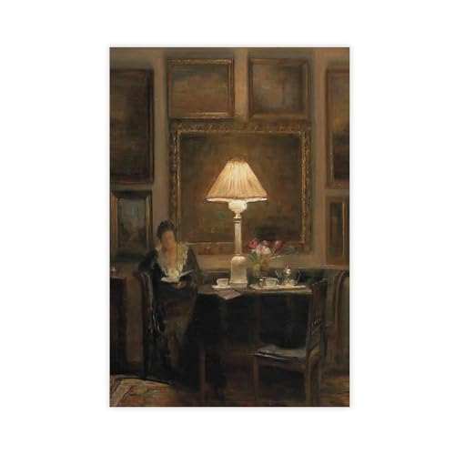 Poster su tela con ritratto retrò di donne che leggono libri, decorazione per camera da letto, ufficio, stanza, regalo, 60 x 90 cm