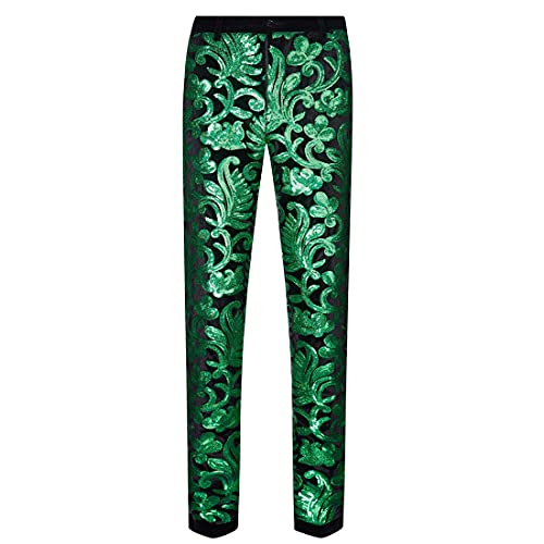 Men's Fashion Floral Glitter Sequin Velvet Pants