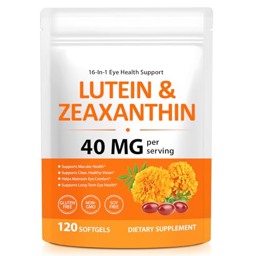 Image of Lutein & Zeaxanthin Eye Vitamins, 16-in-1 Eye Health Formula with Omega-3, Zinc, Vitamins C, D3 & E, 40mg Lutein for Vision & Macular Support, 120 Capsules