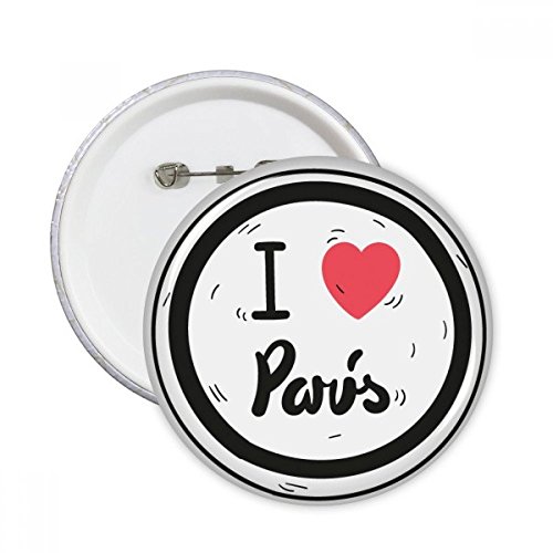 Badge rond I Love Paris : 5 pins motifs pour vêtements M