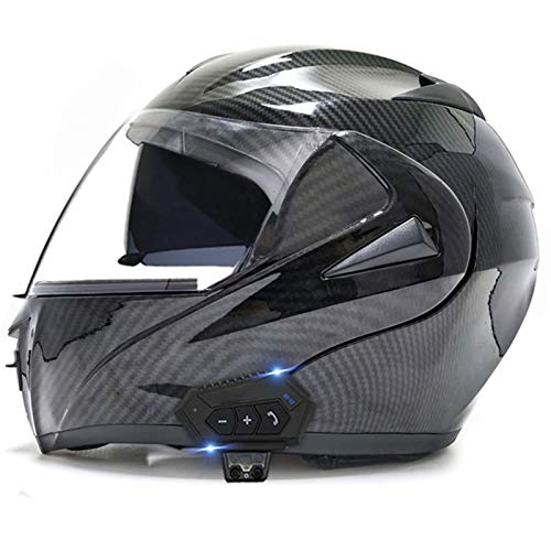GAOZ Dual Visor Motorcycle Bluetooth Helmets Integrated Modular Flip up Full Face Motorcycle Helmet, Modular Bluetooth Helmet, Automatic Answering Helmet, DOT Approved, 55-62CM
