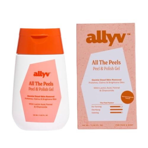 Image of Allyv All The Peels Peel & Polish Gel with Lactic Acid, Fennel & Chamomile - Exfoliating, De-Tan & Brightening Face Gel, Removes Dead Skin, Clarifying & Soothing - 100 ml