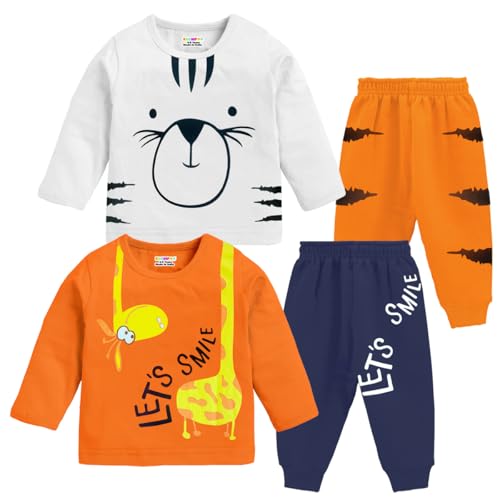 Image of Kuchipoo Kids Regular Fit Cotton T-Shirts and Pyjamas Set