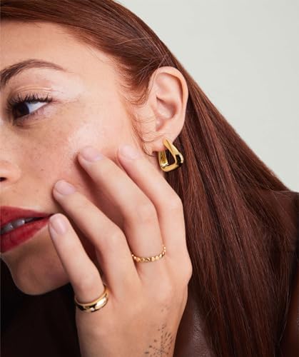 Triangle Hoop Earring for Women 14K Gold Plated Thick Chunky Geometry Earrings (Gold and Silver)4