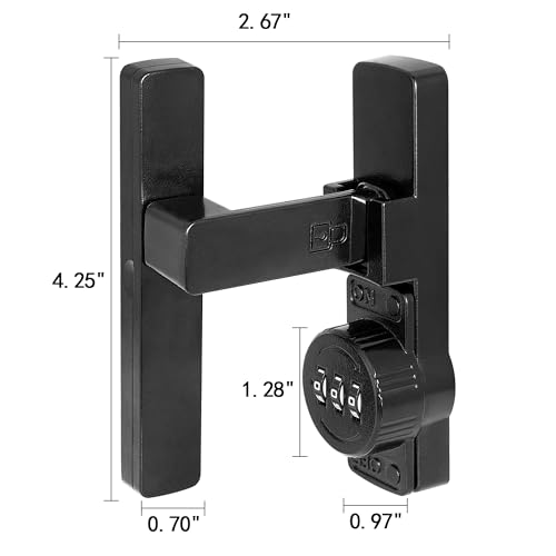 Image of INIRET 2 Packs Black 90 Degree Barn Door Lock,Mechanical Password Lock,Flip Latch with Combination,3 Digit Password Keyless,Protect Privacy,for Cabinets,Windows,Garden,Bathroom,and Sliding Door