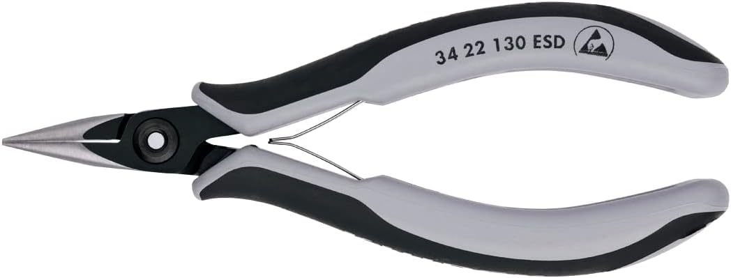 Knipex Pince de préhension de précision pour l’électronique ESD avec poignées multimatières 130 mm, 34 22 130 ESD