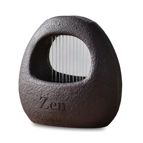 Zen Light Cesta Zimmerbrunnen mit farbenfrohem, leuchtendem Regenvorhang, entspannende Zen-Ambiente-Dekoration, dekorativer Tischbrunnen, ungewöhnliche Geschenkidee, Höhe 23 cm