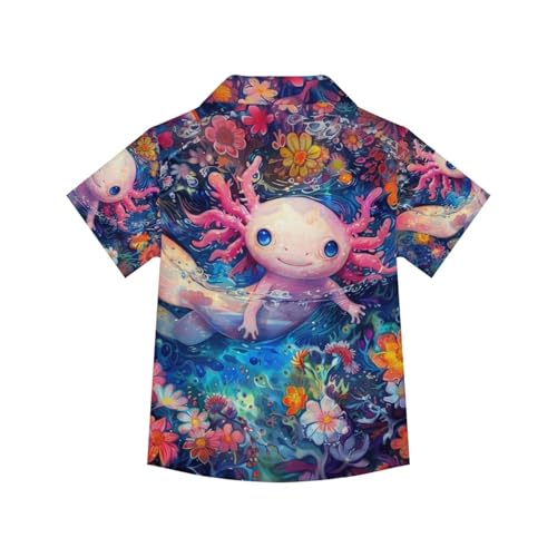 Image of PinUp Angel Funky Casual Hawaiian Shirt Kids Boys Girls Art Oil Painting Animal Pattern Short Sleeve Unisex Beach Shirt