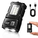 Carehabi Linterna LED Recargable, Linterna LED alta Potencia Recargable, Mini linterna con flash rojo y azul, 7 Modos, Con Pantalla LCD, Iman, 180° Giratoria, para Emergencia Camping Regalo
