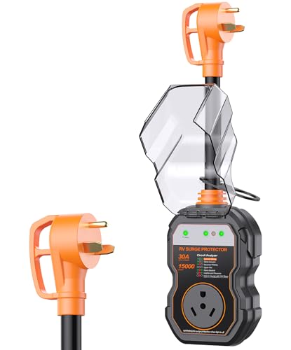 Image of GEARGO ππππ RV Surge Protector 30 amp with 15,000J, Auto Shutoff IP68 30 amp rv Surge Protector, High-Energy Protection & Temperature Control, Full Circuit Analyzer for Travel Trailers