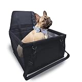 Flagest Asiento Perro Coche - Oxford Suaves Lavables Cesta Coche Perro - Estable Plegables Viaje Transportin Perro Coche - Asiento de Coche para Perros Mascotas 40 * 32 * 24 cm(Negro)