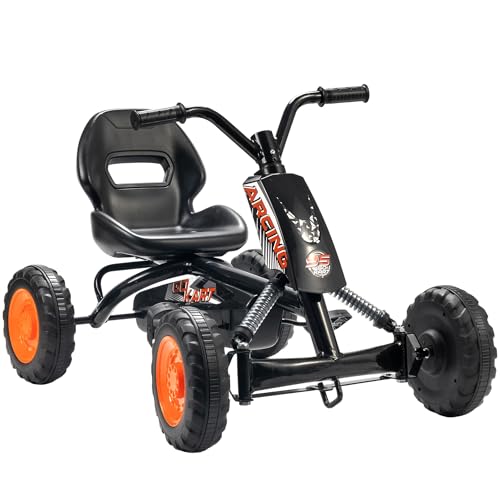 AIYAPLAY Kart Pedales, Go Kart con Ruedas PP, Marco de Acero, Carga 30 kg, para Niños y Niñas de 2-5 Años, Negro