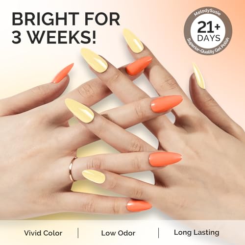 Image of MelodySusie Thick Gel Nail Polish Set- 2 Pcs 15ML Creamy Orange & Yellow Gel Polish Set Soak Off UV LED Christmas Gift for Women Nail Art Manicure Salon DIY Nail Design Decoration at Home