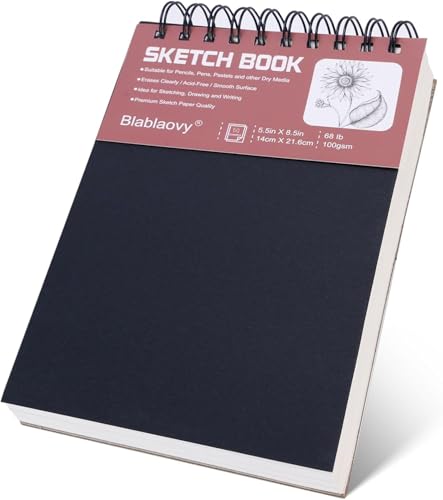 Sketch Book, 5.5' x 8.5' Sketchbook with 60 Sheets (68lb/100gsm), 1 Pack Drawing Pad Acid Free Drawing Book Sketch Pad forAdults Beginners Artists (1 pcs Black)