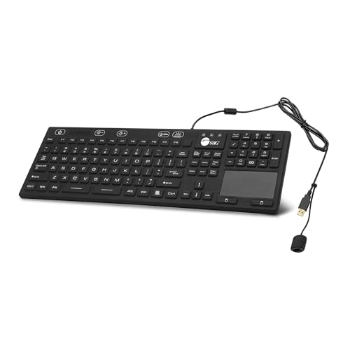 SIIG Wired Silicone Washable USB-A Keyboard with Touchpad...
