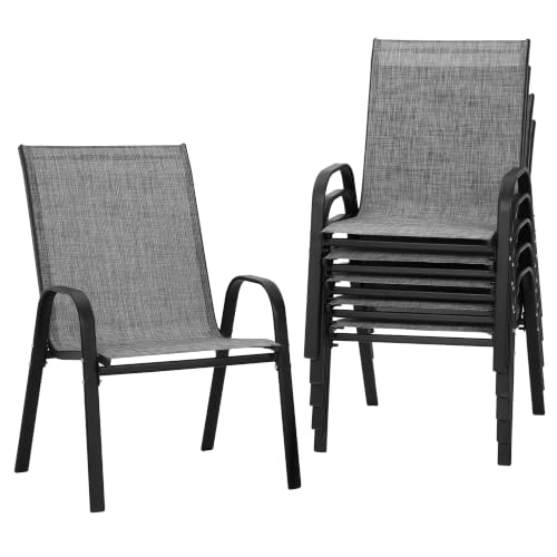 Image of PIZZELLO Patio Chairs Set of 6, Outdoor Stackable Dining Chairs