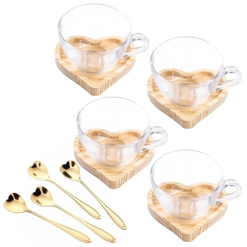 Xícara De Chá Jogo Completo Com Pires Madeira E Colher Dourada