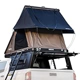 Truck Canopy with Rooftop Tent, Hardshell Roof Top Tent and Camper Shell Cap, with LED Light, Aluminum Ladder, Memory Mattress, Compatible for 2024-2025 Toyota Tacoma, 5ft. Bed