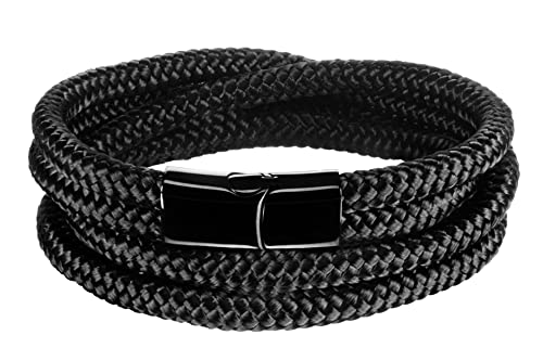 Segeltau Armband Geflochten Nautisch mit Magnetverschluss Seil Armbänder Maritim Surferarmband Galeara Noa Double (Noa Double Schwarz Premio, 215) Cover