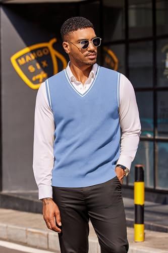 COOFANDY Men's Sweater Vest V Neck Sleeveless Sweater Slim Fit Casual Knitted Pullover Sweater2