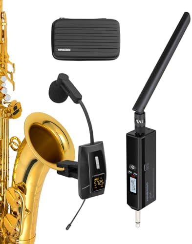 Saxophone Microphone, UHF Rechargeable Wireless Instruments Micro...
