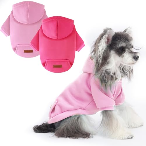 Image of 2 Pack Dog Hoodie Warm Hood Dog Sweater Cold Weather Small Dogs Sweatshirt Comfort Pet Clothes for Small Medium Dogs with Pockets Cats Chihuahua Clothes for Male Female Girl Boy Sporty Daily Wear