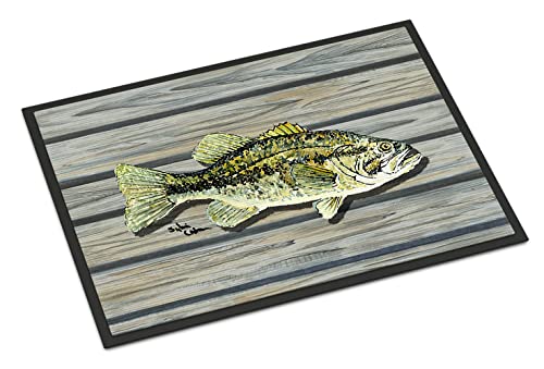 Caroline's Treasures 8493-MAT mall Mouth Bass Doormat 18x27 Front Door Mat Indoor Outdoor Rugs for Entryway, Non Slip Washable Low Pile, 18H X 27W