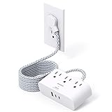 Flat Extension Cord 10 Ft, HANYCONY Ultra Thin Flat Plug Power Strip, 3 Outlets 3 USB Ports(2 USB C) Desk Charging Station, Power Strip with No Surge Protector for Cruise Ship Dorm Room Essentials