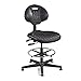 Task Stool, Industrial, on Glides/Footrest, Polyurethane, Plastic Base, Black, 7000 Series