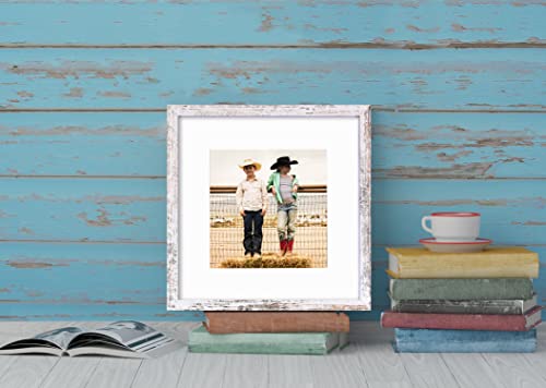 Yaetm 12X12 Picture Frames With Mat For 8X8 Set Of 9, Square Photo Frames 12 X 12, White Gallery Wall Frame Set, Multi Collage Frames For Wall Hanging (9 Pack, Rustic White) #TOP2