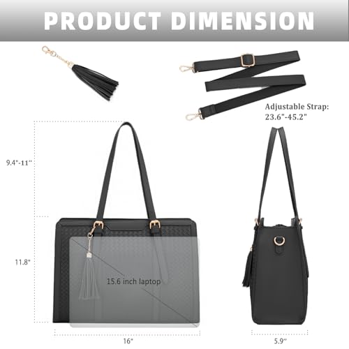 Bolso Tote para Laptop Mujer 15.6", Piel PU miniatura 3