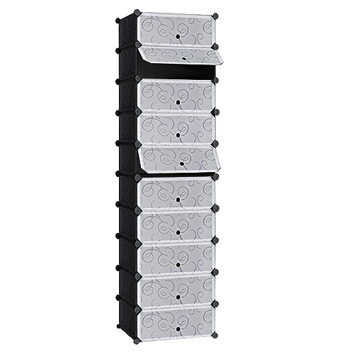 T-LOVENDO.ES Zapatero estantería modular cubos con compartimentos cerrados | Organizador de calzado, ropa y accesorios | Diseño apilable, fácil de montar, para vestidor, dormitorio o entrada