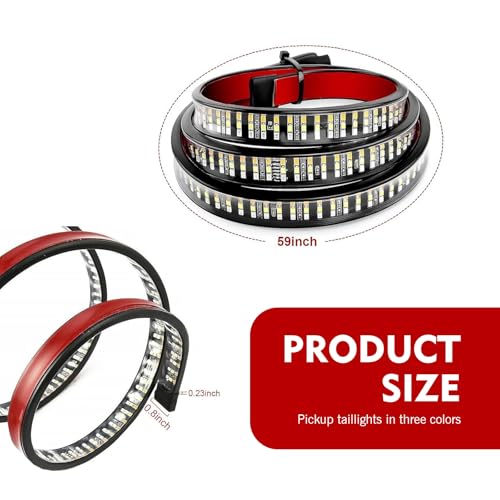 Image of Tailgate Light Bar, 12V 60-inch Led Tailgate Light Bar Strip, Triple Row High Brightness Lights Strips with Red Brake /White Reverse /Sequential AmberTurn Signals, for Pickup Trailer SUV RV Van