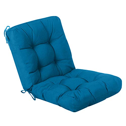 Image of QILLOWAY Outdoor Chair Cushion for Patio Furniture, Waterproof Patio Cushions with Ties, Fade Resistant Replacement Pads for Outdoor Rocking Chairs,Peacock Blue