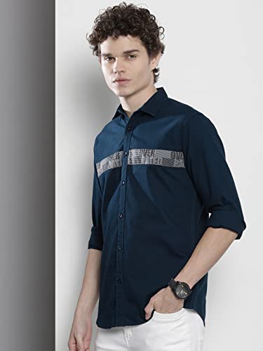 Image of The Indian Garage Co Men Regular Fit Solid Full Sleeves Spread Collar Casual Shirt
