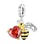 Bumble Bee Dangle Red Heart CZ