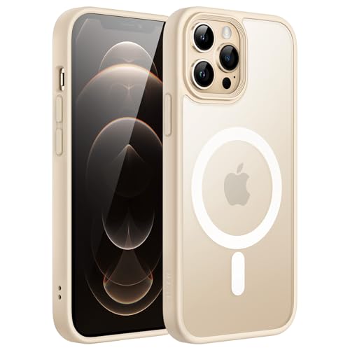 JETech Magnetic Case for iPhone 12/12 Pro 6.1-Inch Compatible with MagSafe, Translucent Matte Back Slim Shockproof Phone Cover (Beige)