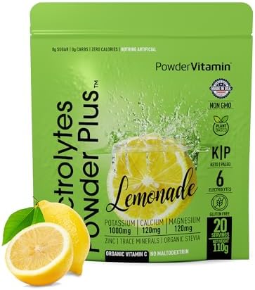 Electrolytes Powder Plus (20 Servings) Lemonade Electrolyte Powder, No Maltodextrin, Keto,Sugar Free,Pink Himalayan Salt,1000mg Potassium,120mg Calcium,120mg Magnesium,Hydration Powder
