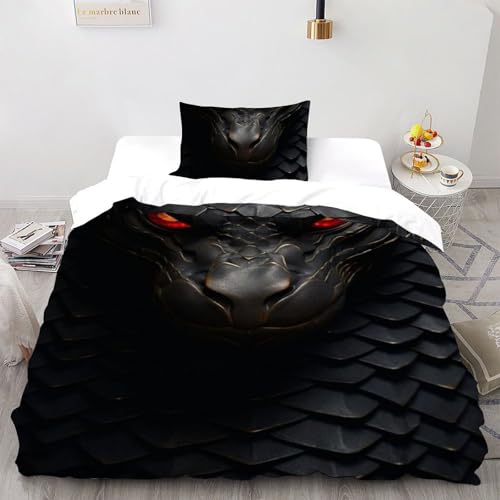 Housse de couette single Le Serpent Noir microfibre 135x200cm imprimé animaux - 2